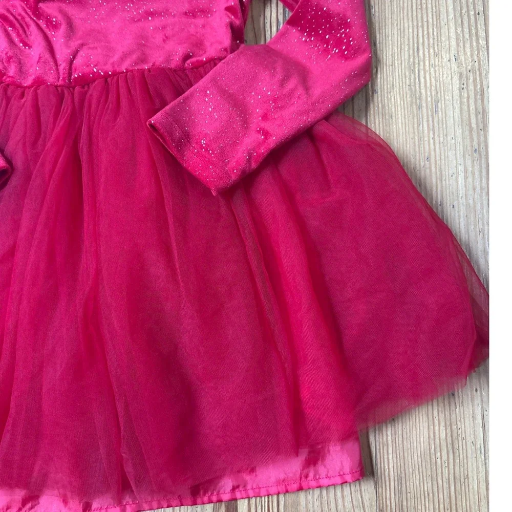 Cat & Jack Tutu Dress Kids Red Velvet Glitter Tulle Holiday SIZE 8